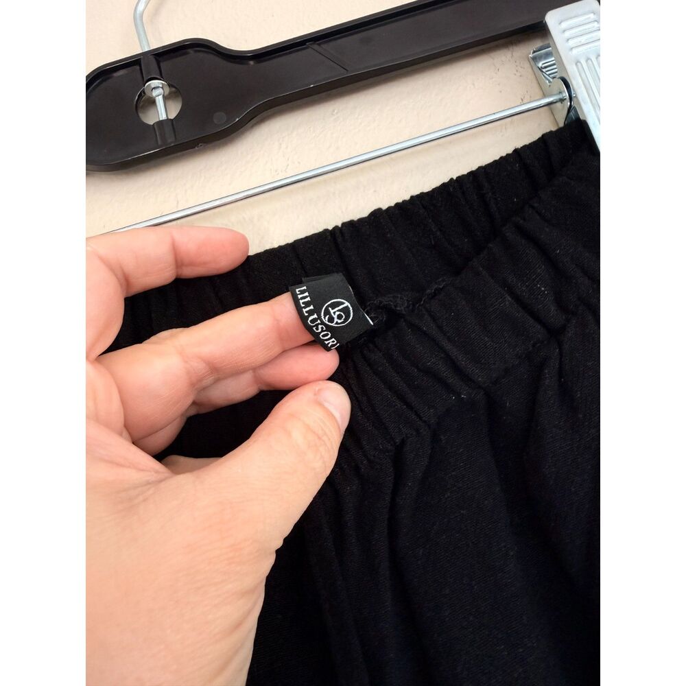 LILLUSORY Black Linen Blend Wide Leg Pants - Size XL - Picture 6 of 10